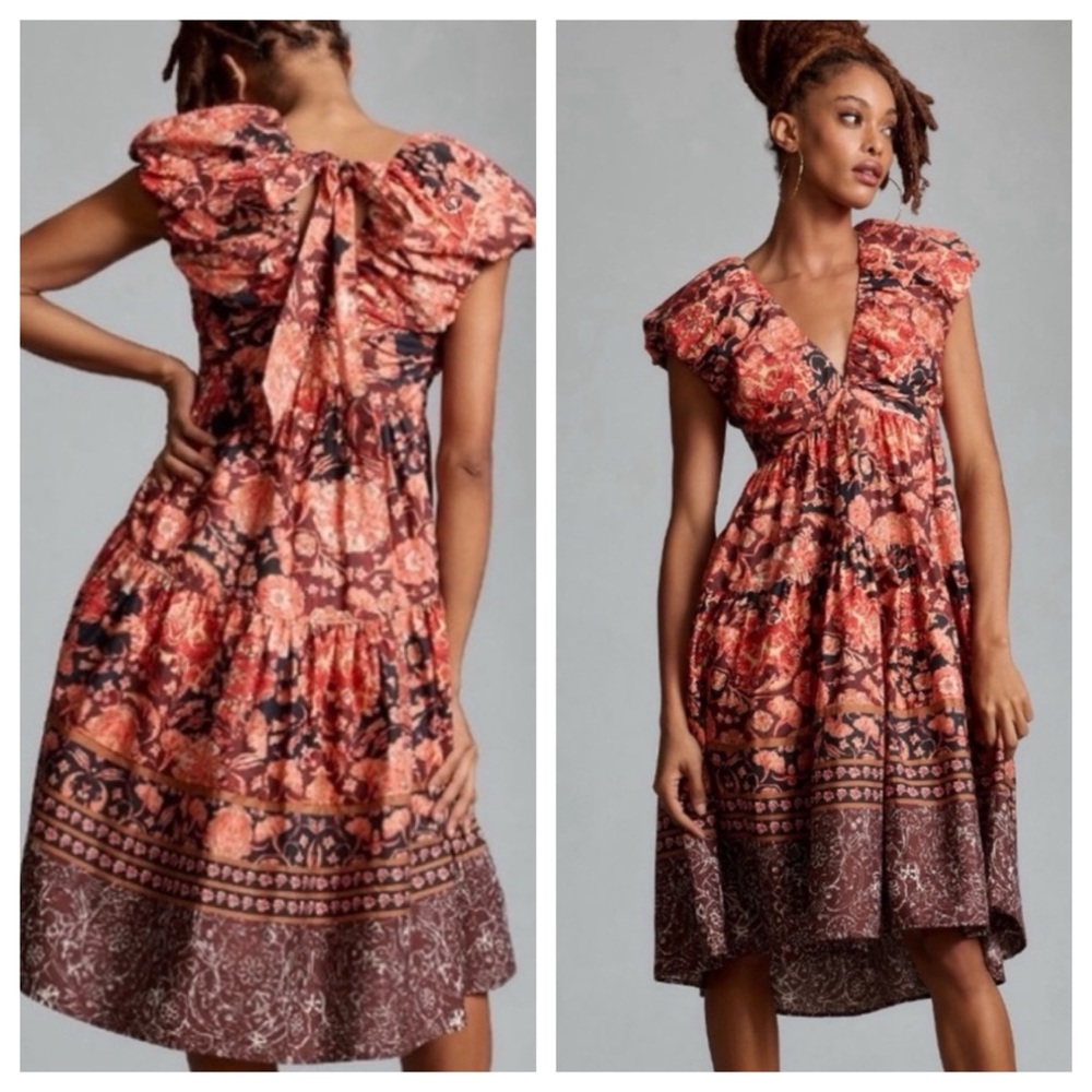 NWT Anthropologie Printed Floral Summer Babydoll  Dress, size 8 - Picture 16 of 16